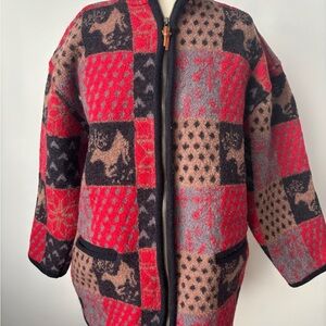 Tundra Red and Black Patchwork Teddy Jacket